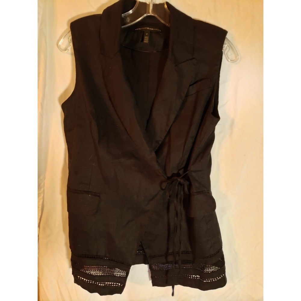 Women's White House Black Market Black Sleeveless Vest Size 4